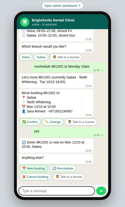 Demo: WhatsApp booking conversation